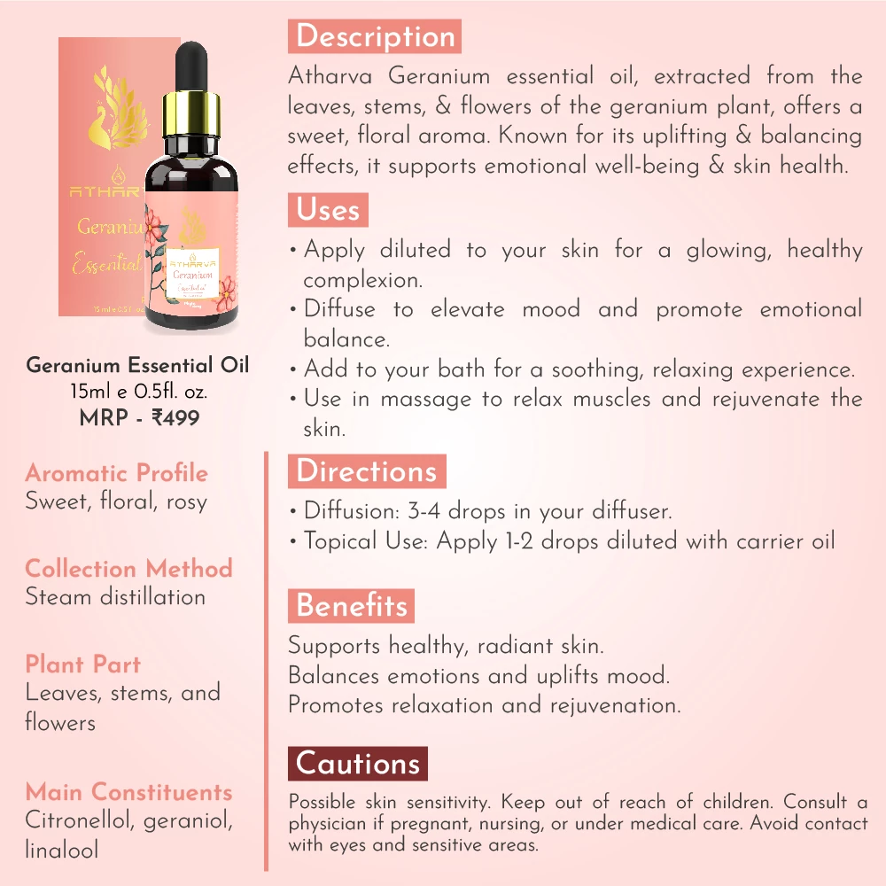 RBV B2B Atharva Geranium Essential Oil (15ml)-12 Pcs.